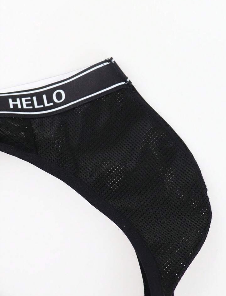 Men's Letter Pattern Cutout Briefs Jockstrap Underwear